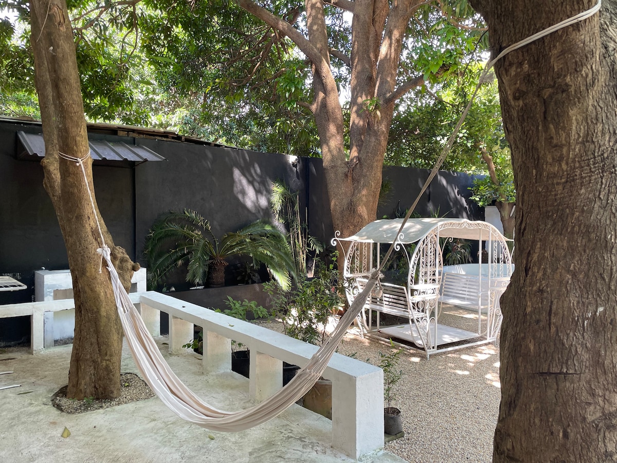 Casa Uno garden bamboo fence and pool